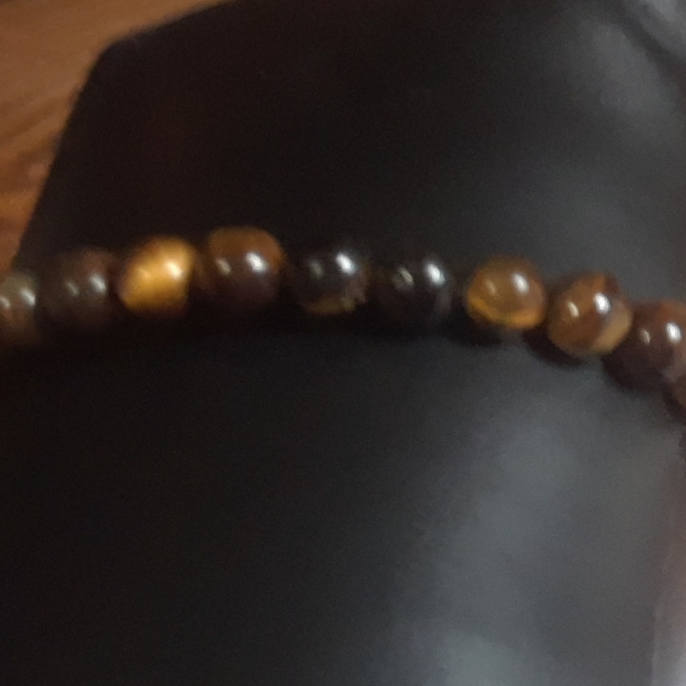 South African Tigers Eye Beads Bracelet Stamped 925 Ster. Silv